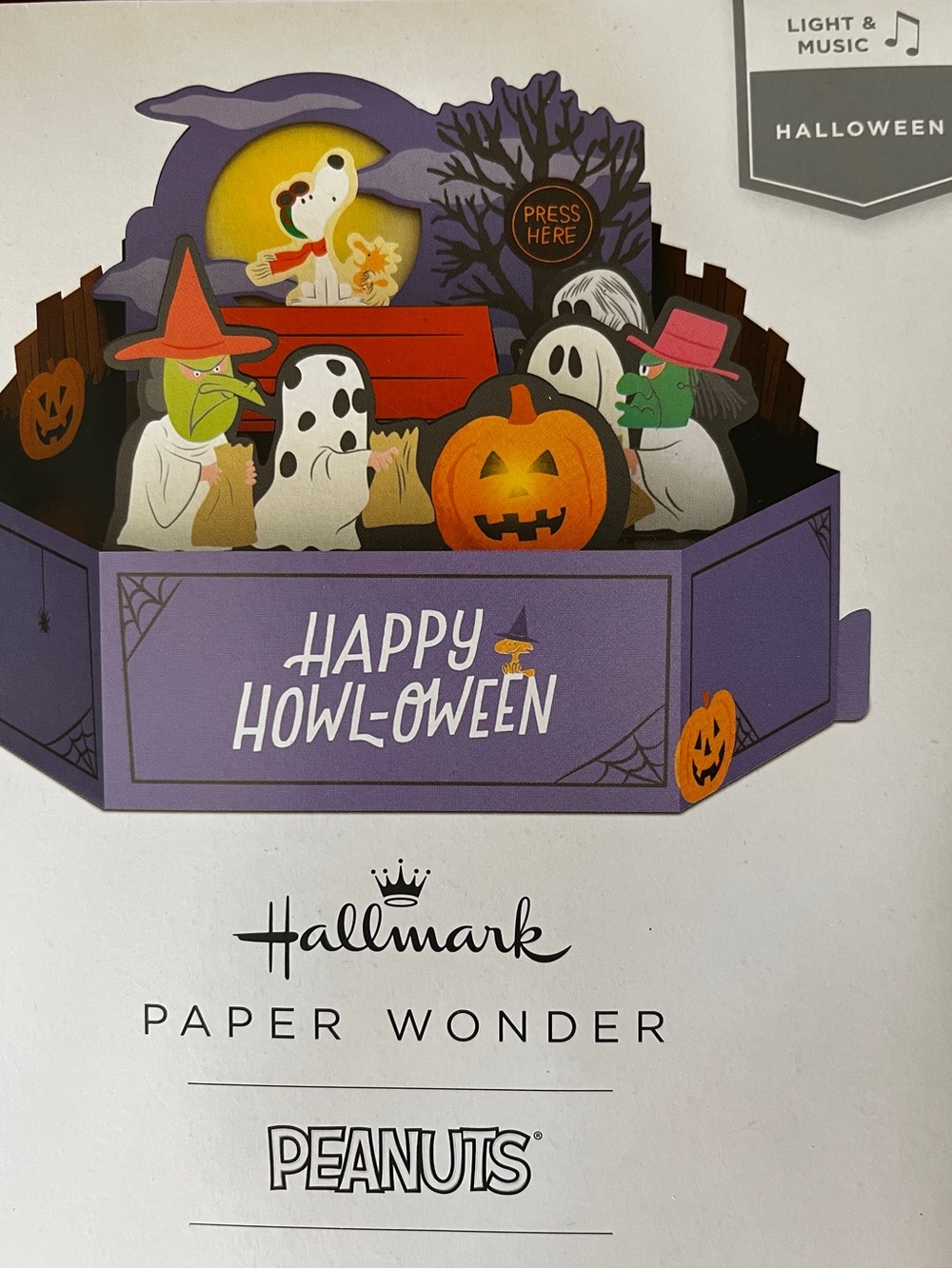 Hallmark Paper Wonder Peanuts POP-UP With Light  & Music